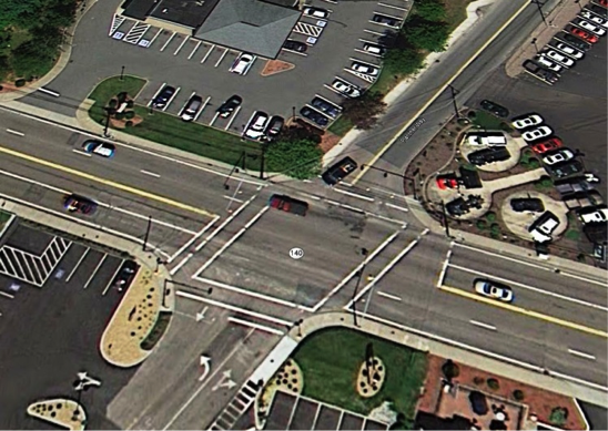 Aerial photograph of West Central Street at Panther Way.